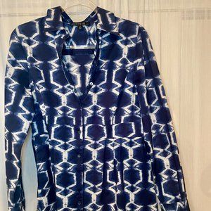 Lafayette 148 Blue and White Blouse